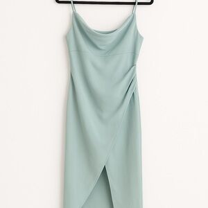Elegant Mint Green Draped Dress